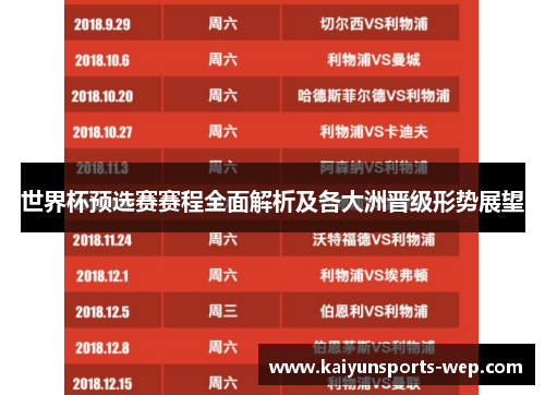 世界杯预选赛赛程全面解析及各大洲晋级形势展望